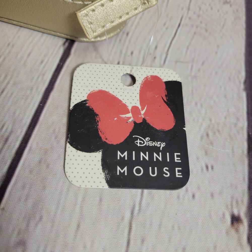 Disney Minnie Mouse Travel Jewelry Case with Zipper Gold Matte Metallic Faux - Picture 8 of 10